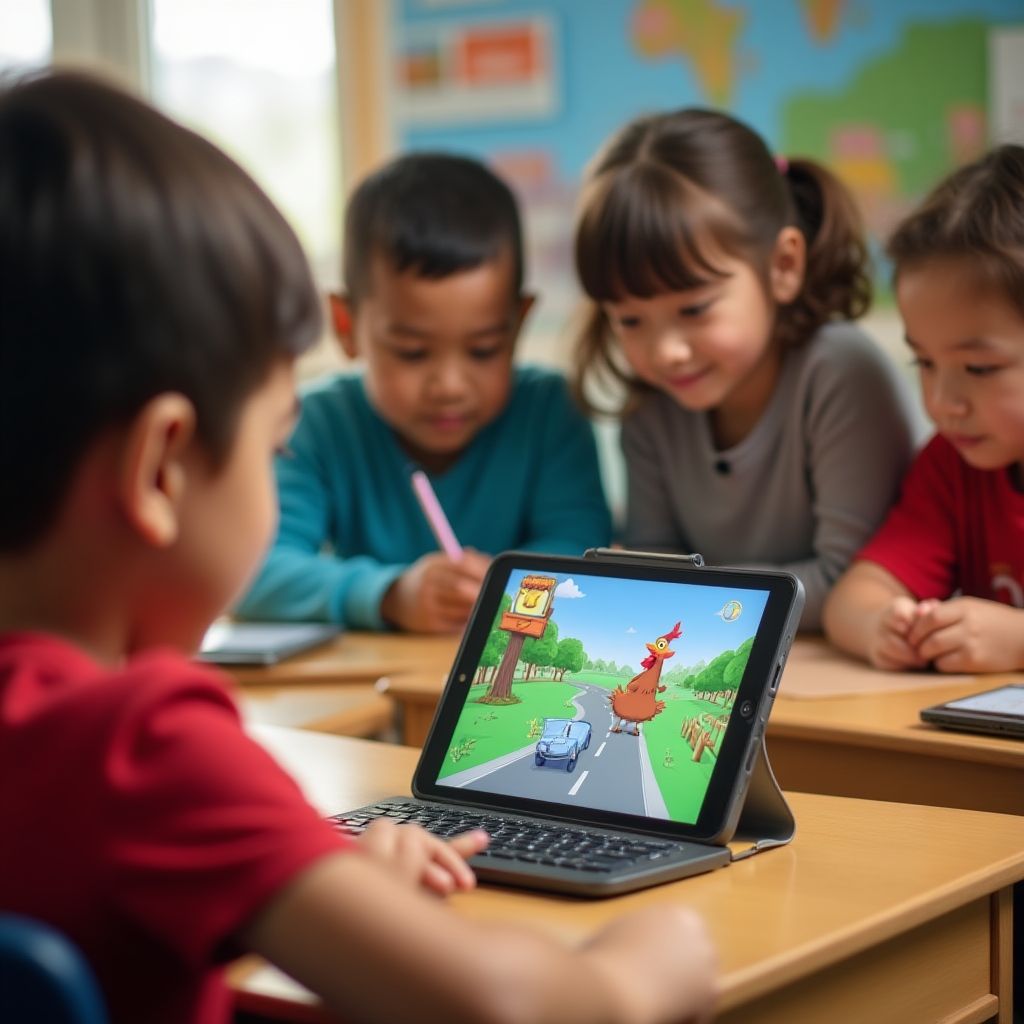 Students playing educational version